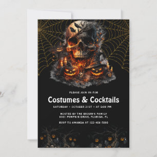Gothic Skull Cocktails und Kostüme Halloween Teil Einladung