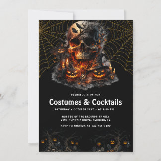 Gothic Skull Cocktails und Kostüme Halloween Teil Einladung