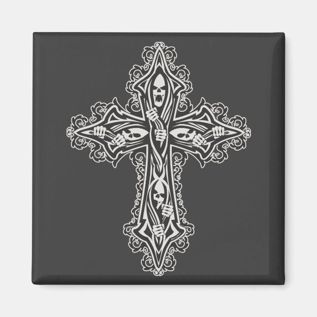 Gothic Skull Cross Magnet (Vorne)