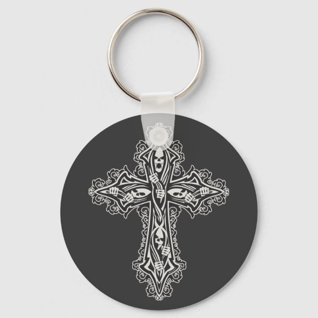 Gothic Skull Cross Schlüsselanhänger (Vorderseite)