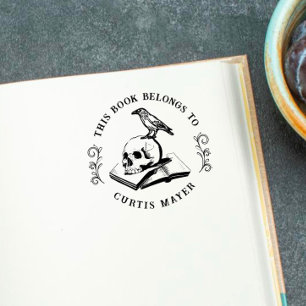 Gothic Skull & Crow 'from the Library' Briefmarke Gummistempel