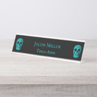 Gothic Skull Dark Aquamarin Black Macabre Tattoo S