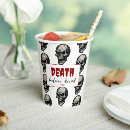 Gothic Skull "Death Before Decaf" | Spooky Funny - Pappbecher