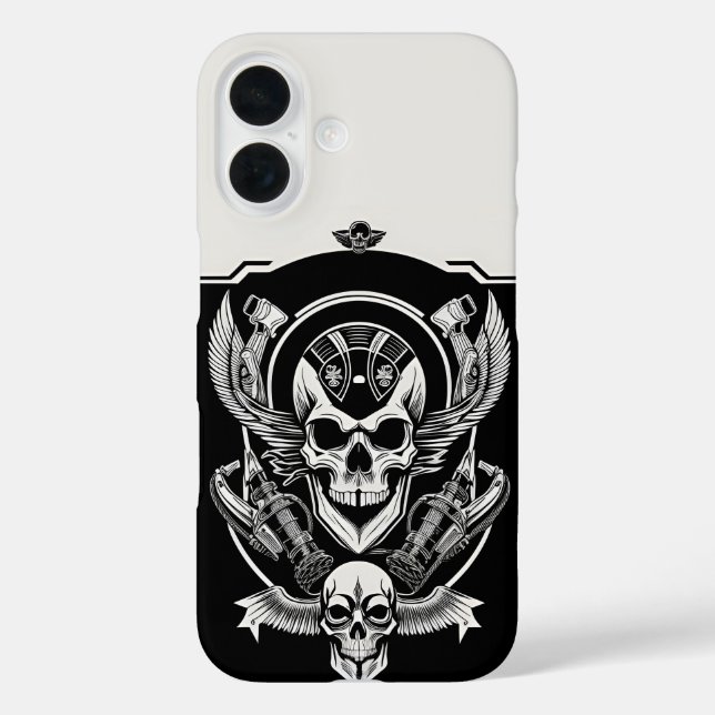 Gothic Skull Design iPhone 16 Hülle (Rückseite)