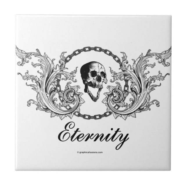 Gothic Skull Eternity Viktorianisch Graveyard Art Fliese (Vorderseite)