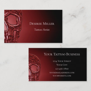 Gothic Skull Face glühend Red Black Tattoo Shop Visitenkarte