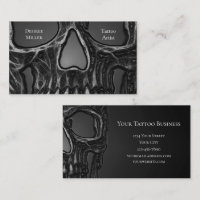 Gothic Skull Face Gray Metallic Cool Tattoo Shop