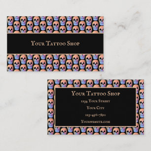 Gothic Skull farbenfroh Blue Orange Black Cool Visitenkarte