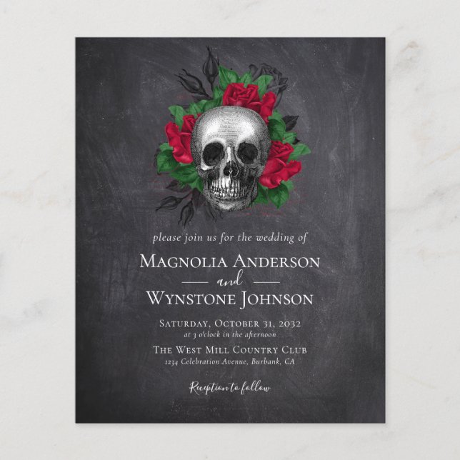Gothic Skull Floral Halloween Einladung Flyer (Vorne)