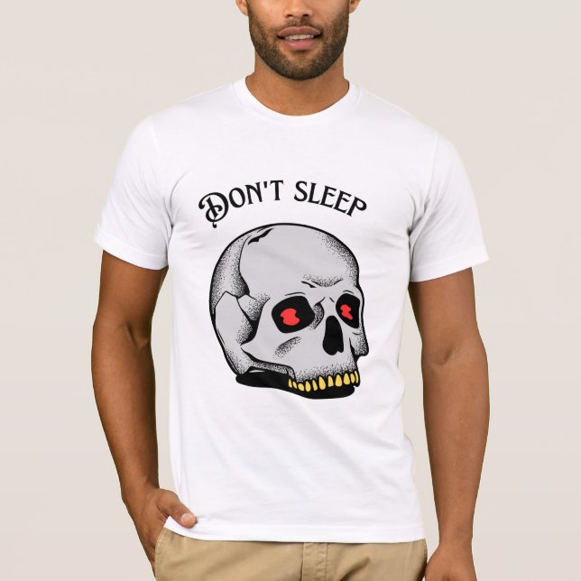 Gothic Skull Grafik T-Shirt "Don't Sleep" (Vorderseite)