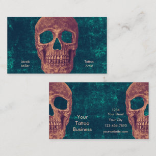 Gothic Skull Green Aquamarin Brown Texture Tattoo  Visitenkarte