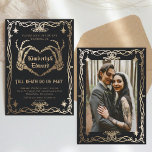 Gothic Skull Hallowedding Retro Hochzeit Einladung<br><div class="desc">Gothic Skull Gold Hallowedding Retro Hochzeit Einladung</div>