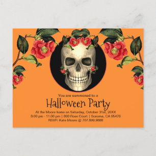 Gothic Skull-Halloween-Party Einladungspostkarte