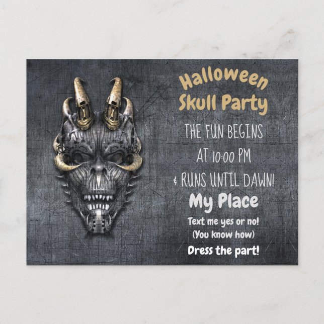 Gothic Skull-Halloween-Party Postkarte (Vorderseite)