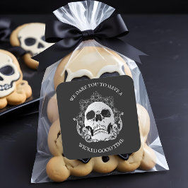 Gothic Skull-Halloween-Party Quadratischer Aufkleber