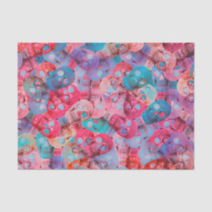 Gothic Skull Head farbenfroh rosa Aquamarines blau Seidenpapier