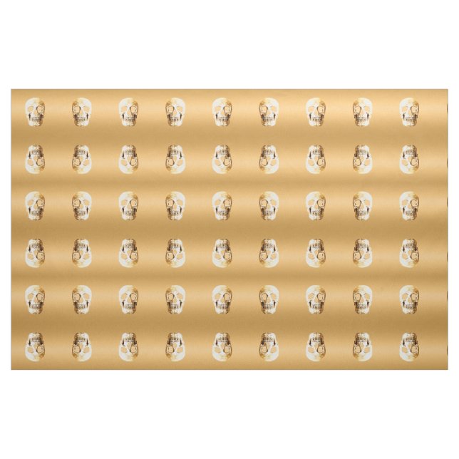Gothic Skull Head Gold Metallmuster Stoff (Fat Quarter (45,7 x 55,9 cm))