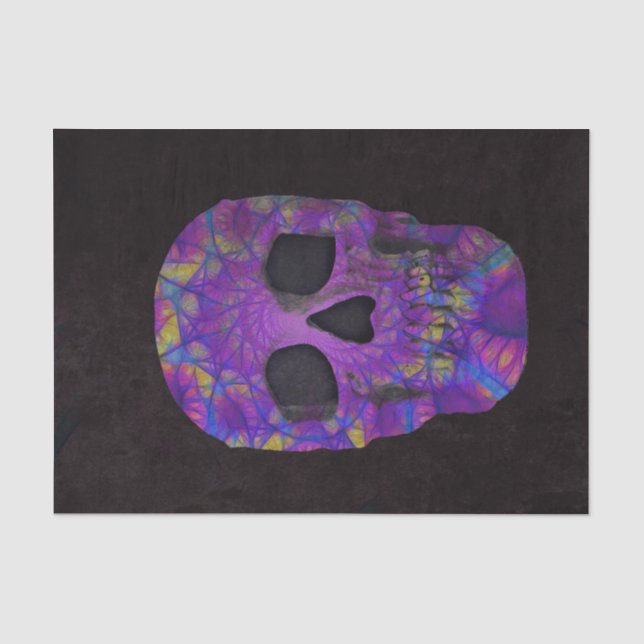 Gothic Skull Head Lila Abstrakter Pop Kunst Seidenpapier (Vorderseite)