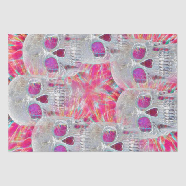 Gothic Skull Head Rosa Pop Seidenpapier (Vorderseite)