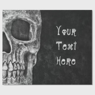 Gothic Skull Head Schwarz und Weiß Custom Geschenkpapier