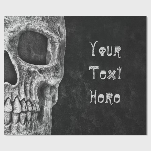 Gothic Skull Head Schwarz und Weiß Custom Geschenkpapier (Flach)