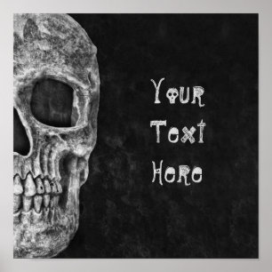 Gothic Skull Head Schwarz und Weiß Custom Poster