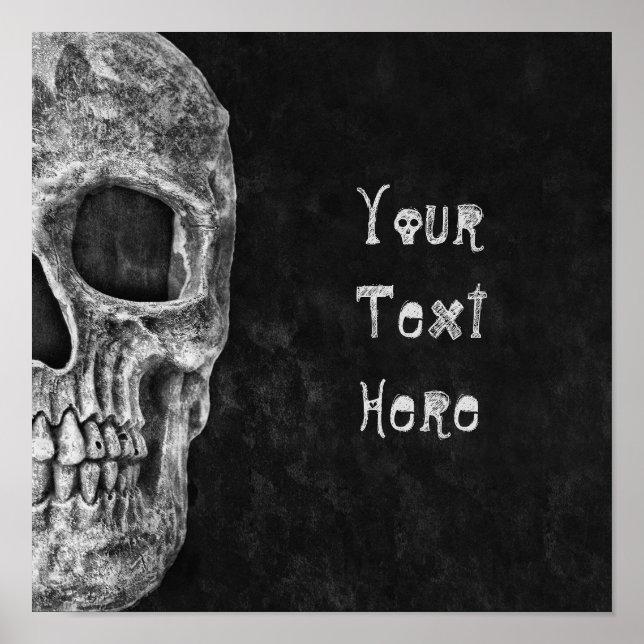 Gothic Skull Head Schwarz und Weiß Custom Poster (Vorne)