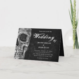 Gothic Skull Head Schwarz-Weiß-Gehäuse Einladung