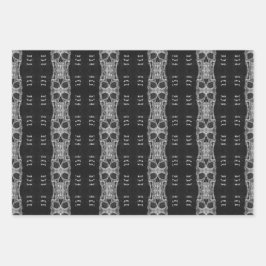 Gothic Skull Head Schwarz-Weiß-Muster Geschenkpapier Set