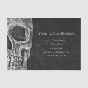 Gothic Skull Head Schwarz-Weiß Tattoo Shop Seidenpapier