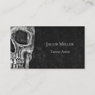 Gothic Skull Head Schwarz-Weiß Tattoo Shop Visitenkarte