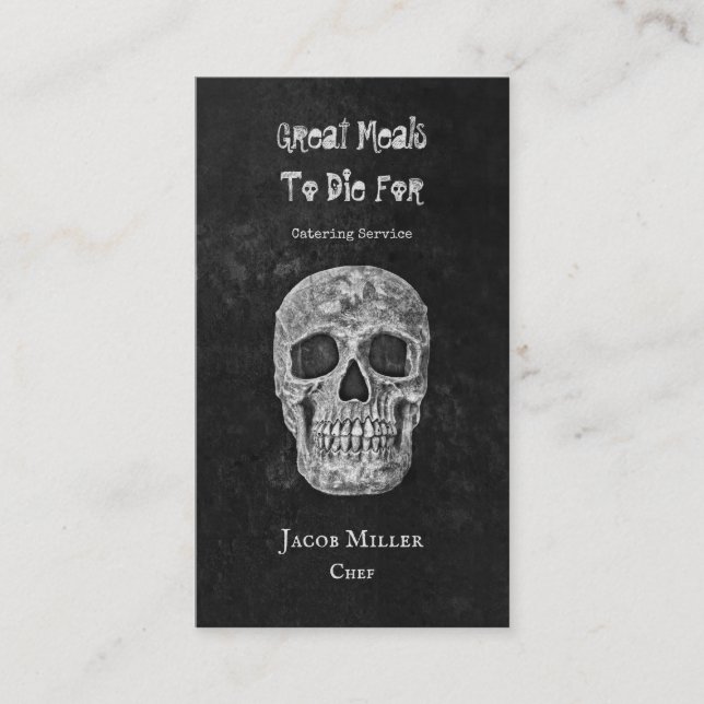 Gothic Skull Head Schwarz-weißer Catering Visitenkarte (Vorderseite)