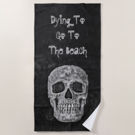 Gothic Skull Head Textur Grunge Schwarz-Weiß Strandtuch