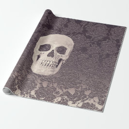 Gothic Skull Head White Gray Moderne Vintage Blüte Geschenkpapier
