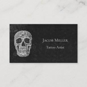 Gothic Skull Kopf Schwarz und Weiß Tattoo Künstl Visitenkarte