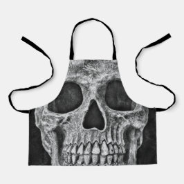 Gothic Skull Kopf Schwarz-Weiß Coole Textur Schürze