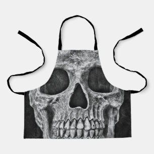 Gothic Skull Kopf Schwarz-Weiß Coole Textur Schürze