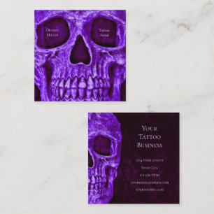 Gothic Skull Lila Burgundy Tattoo Shop Quadratische Visitenkarte