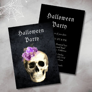 Gothic Skull Lila Rose Halloween-Party Einladung