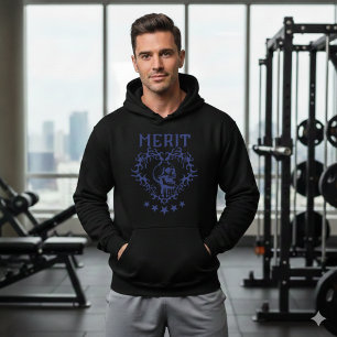 Gothic Skull MERIT Grafik Schwarz Kapuzenpullover Hoodie