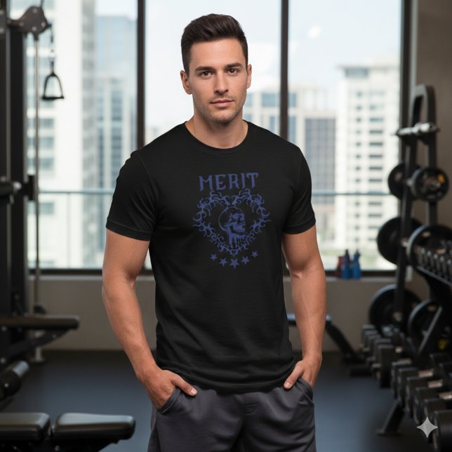 Gothic Skull MERIT Grafik Schwarzes T-Shirt (Von Creator hochgeladen)