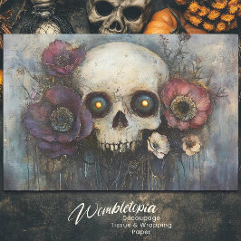 Gothic Skull mit Blume Dark Floral Decoupage Seidenpapier