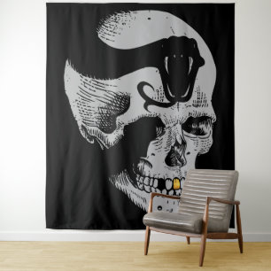Gothic Skull mit Schlange Wandteppich