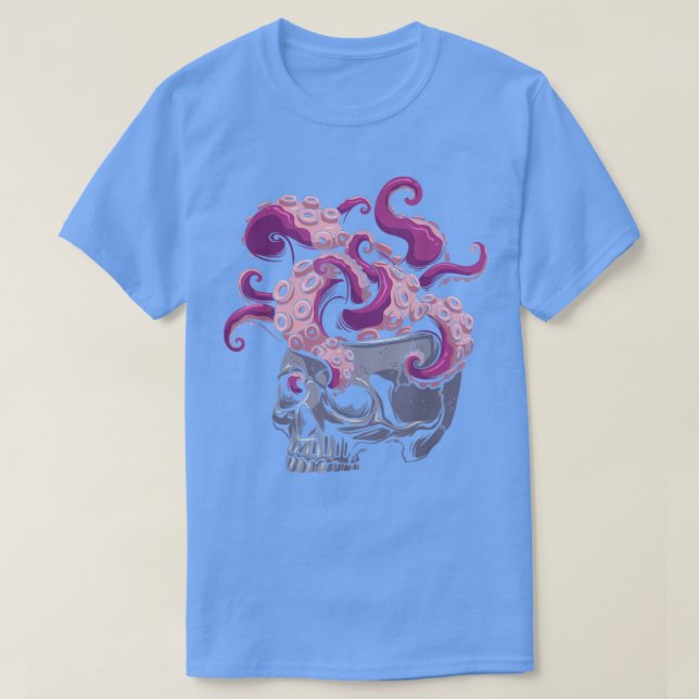 Gothic Skull Octopus Tentacles Brain Octopus Lover T-Shirt (Design vorne)