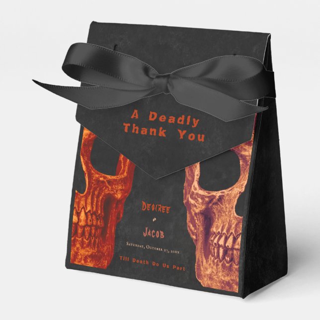 Gothic Skull Orange Black Halloween Danke Geschenkschachtel (Vorderseite)