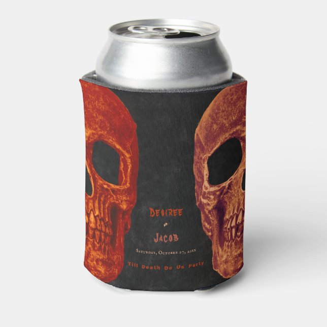 Gothic Skull Orange Black Halloween Hochzeit Dosenkühler (Kanne Rückseite)