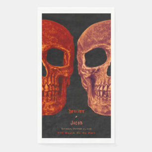 Gothic Skull Orange Black Halloween Serviette