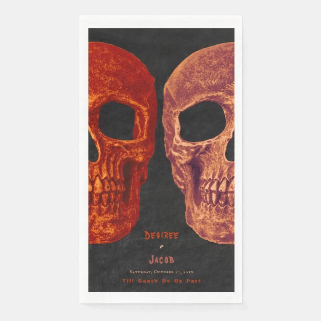 Gothic Skull Orange Black Halloween Serviette (Vorderseite)