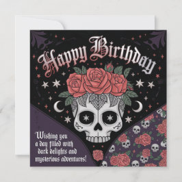 Gothic Skull & Rose Geburtskarte Feiertagskarte