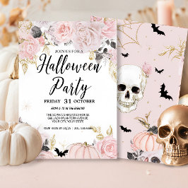 Gothic Skull & Rose Halloween-Party Einladung